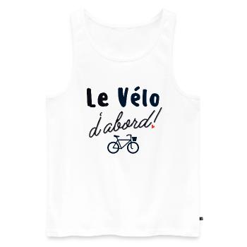 Le vélo d abord - Débardeur bio Premium Homme - blanc - Devant - Michal (187cm)