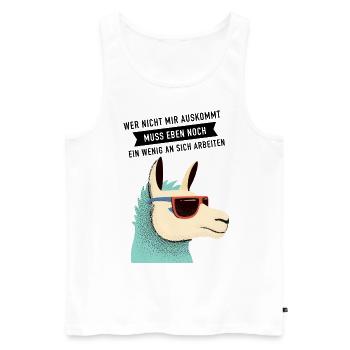 Wer Nicht Mit Mir Auskommt - Lama Alpaka Spruch - Männer Premium Bio Tank Top - Weiß - Vorne - Michal (187cm)