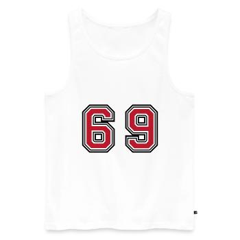 69 Symbole numérique - Débardeur bio Premium Homme - blanc - Devant - Michal (187cm)