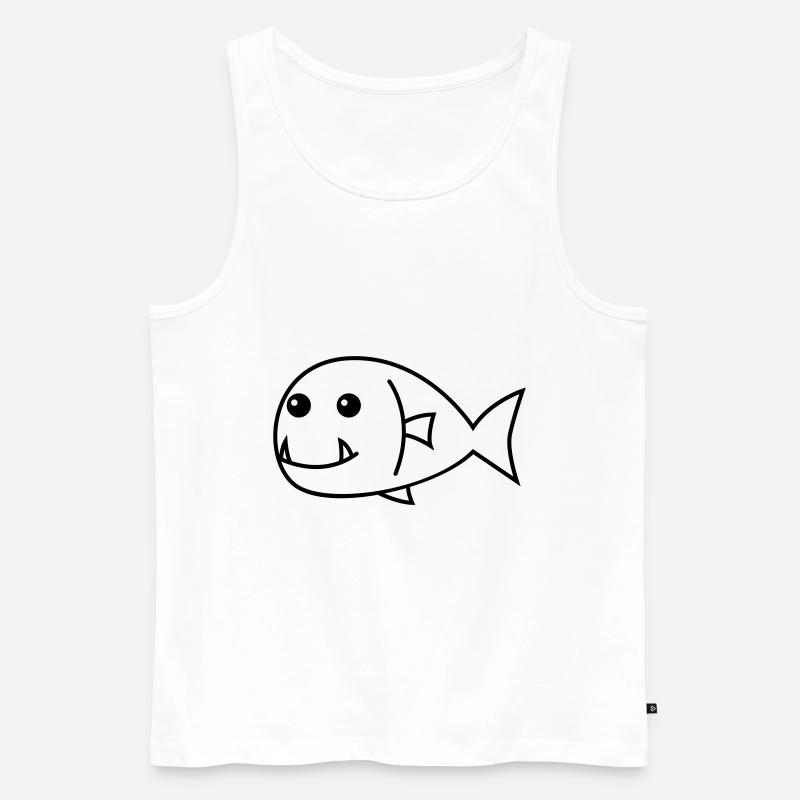 Piranha Comic Tier - Männer Premium Bio Tank Top - Weiß