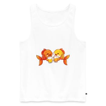 Poisson rouge Bande Dessinée Bière Drôle Fête - Débardeur bio Premium Homme - blanc - Devant - Michal (187cm)