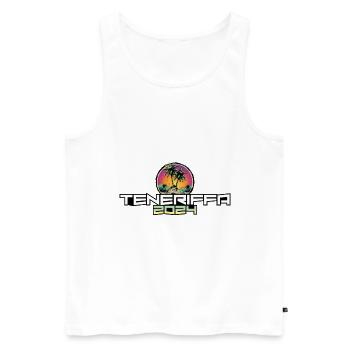 Teneriffa 2024 Urlaub Palmen - Männer Premium Bio Tank Top - Weiß - Vorne - Michal (187cm)