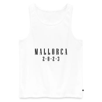 Mallorca 2023 - Men's Premium Organic Tank Top - white - Front - AI Model Male 178 light (178cm)