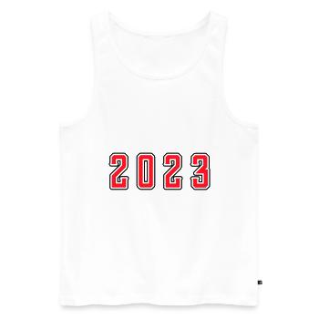 Anniversaire 2023 - Débardeur bio Premium Homme - blanc - Devant - Michal (187cm)