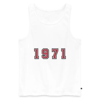 1971 year number - Men's Premium Organic Tank Top - white - Front - AI Model Male 178 light (178cm)
