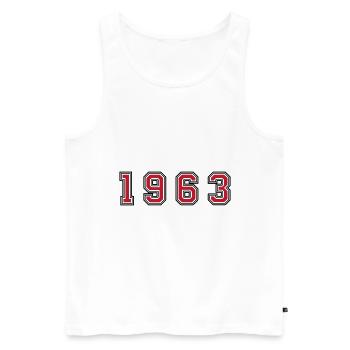 1963 year number - Men's Premium Organic Tank Top - white - Front - AI Model Male 178 light (178cm)