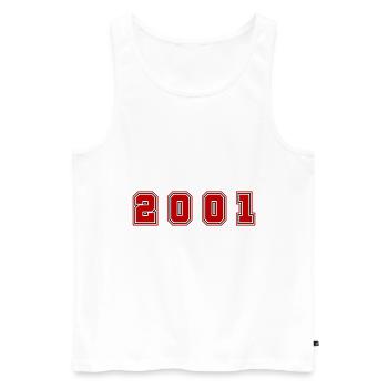 Numéro de l’année 2001 - Débardeur bio Premium Homme - blanc - Devant - AI Model Male 178 light (178cm)
