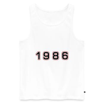 Numéro de l’année 1986 - Débardeur bio Premium Homme - blanc - Devant - AI Model Male 178 light (178cm)