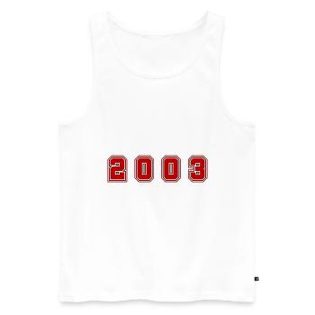 2003 Year Number - Men's Premium Organic Tank Top - white - Front - AI Model Male 178 light (178cm)