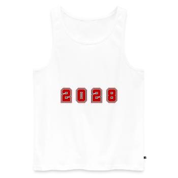 2028 year number - Men's Premium Organic Tank Top - white - Front - AI Model Male 178 light (178cm)
