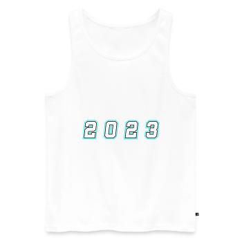 2023 year number - Men's Premium Organic Tank Top - white - Front - AI Model Male 178 light (178cm)