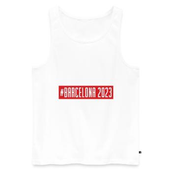 Barcelona 2023 - Männer Premium Bio Tank Top - Weiß - Vorne - Michal (187cm)
