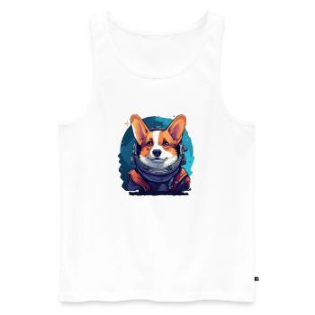 Stylish Astronaut Corgi - Männer Premium Bio Tank Top - Weiß - Vorne - Michal (187cm)
