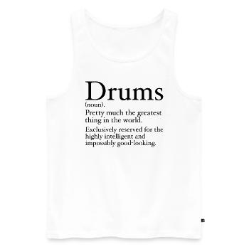 Funny Drummer Definition - Männer Premium Bio Tank Top - Weiß - Vorne - AI Model Male 178 light (178cm)