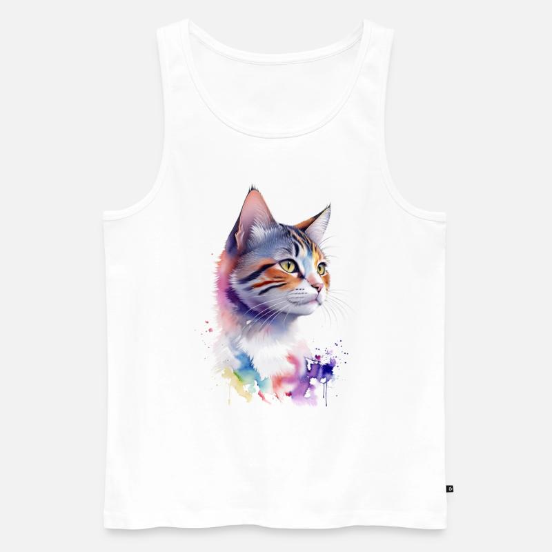Daisy, die bunte Katze - Männer Premium Bio Tank Top - Weiß