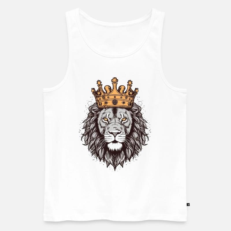 Löwe mit Krone - Männer Premium Bio Tank Top - Weiß