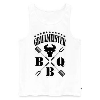 Grillmeister - Männer Premium Bio Tank Top - Weiß - Vorne - AI Model Male 178 light (178cm)