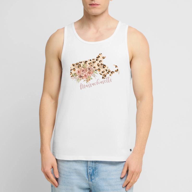 Massachusetts Leopard-pattern Map Men's Premium Organic Tank Top