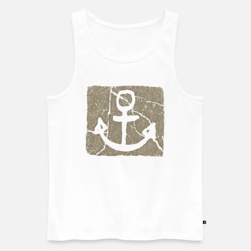Anker / Khaki - Männer Premium Bio Tank Top - Weiß