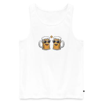 Zwei lustige Bierkrüge mit Sonnenbrille Bier - Männer Premium Bio Tank Top - Weiß - Vorne - Michal (187cm)
