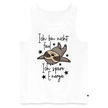 Faultier Ich bin nicht faul Ich spare Energie - Männer Premium Bio Tank Top - Weiß - Vorne - Michal (187cm)