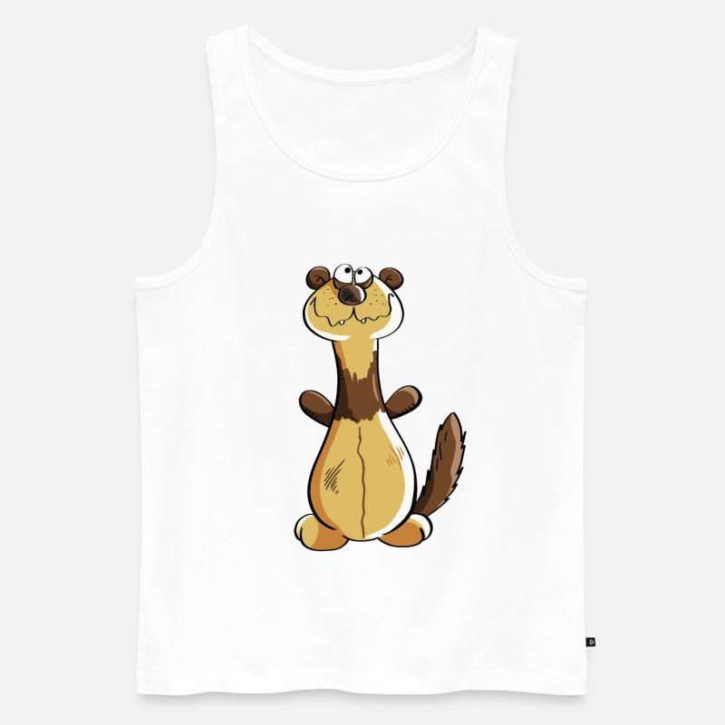 Freches Frettchen Comic - Geschenk - Iltis - Männer Premium Bio Tank Top - Weiß