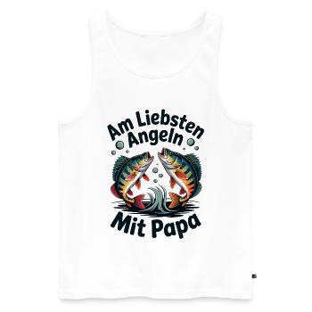 Am Liebsten Angeln Mit Papa - Männer Premium Bio Tank Top - Weiß - Vorne - Michal (187cm)
