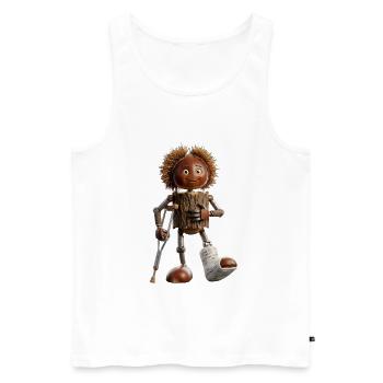 CHESTNUT BOT - The Cute Bio-Organic Robot - Men's Premium Organic Tank Top - white - Front - Michal (187cm)