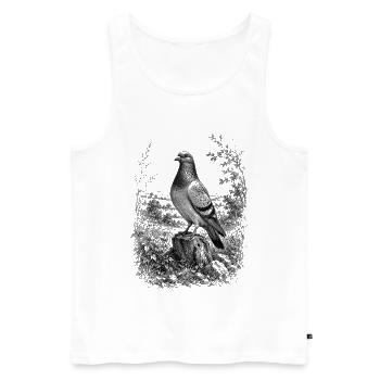 Colombe fière dans la nature dans un style de dessin détaillé - Débardeur bio Premium Homme - blanc - Devant - Michal (187cm)
