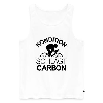 Kondition Schlägt Carbon - Männer Premium Bio Tank Top - Weiß - Vorne - AI Model Male 178 light (178cm)