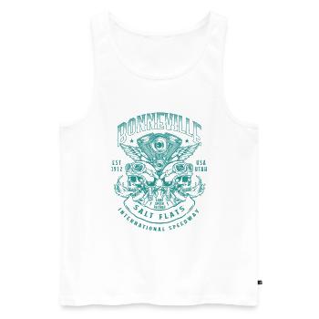 Bonneville Salt Flats Course de moto Vintage - Débardeur bio Premium Homme - blanc - Devant - AI Model Male 178 light (178cm)