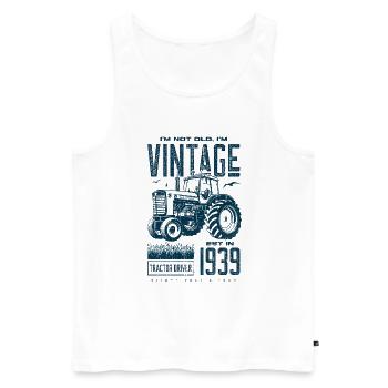Tracteur Vintage Farmer Anniversaire Né En 1939 - Débardeur bio Premium Homme - blanc - Devant - Michal (187cm)