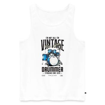 Je ne suis pas vieux je suis Vintage rétro 1979 batteur - Débardeur bio Premium Homme - blanc - Devant - Michal (187cm)