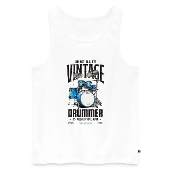 Ich bin nicht alt, ich bin Vintage-Retro-Schlagzeuger von 1981 - Männer Premium Bio Tank Top - Weiß - Vorne - Michal (187cm)