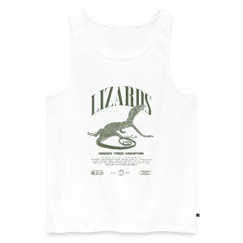 Moniteur d’arbre vert Streetwear gardien de lézard - Débardeur bio Premium Homme - blanc - Devant - AI Model Male 178 light (178cm)