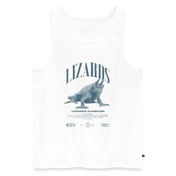 Jackson's Chamäleon Streetwear Eidechsenwärter - Männer Premium Bio Tank Top - Weiß - Vorne - AI Model Male 178 light (178cm)