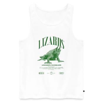 Jackson's Chamäleon Streetwear Eidechsenwärter - Männer Premium Bio Tank Top - Weiß - Vorne - AI Model Male 178 light (178cm)