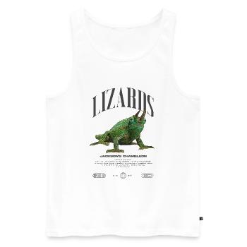 Jackson's Chamäleon Streetwear Eidechsenwärter - Männer Premium Bio Tank Top - Weiß - Vorne - AI Model Male 178 light (178cm)
