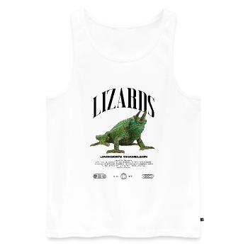 Jackson's Chamäleon Streetwear Eidechsenwärter - Männer Premium Bio Tank Top - Weiß - Vorne - AI Model Male 178 light (178cm)