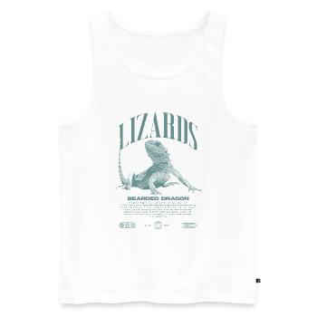 Dragon barbu Streetwear gardien de lézard - Débardeur bio Premium Homme - blanc - Devant - Michal (187cm)