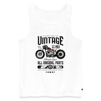 Moto Vintage Motards Motard Anniversaire 1961 - Débardeur bio Premium Homme - blanc - Devant - Michal (187cm)