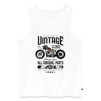 Moto Vintage Motard Moto Anniversaire 2012 - Débardeur bio Premium Homme - blanc - Devant - Michal (187cm)
