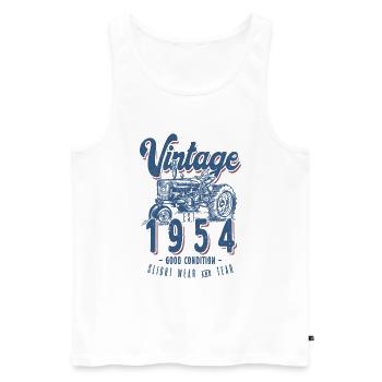 Anniversaire Fermier Tracteur Vintage Né En 1954 - Débardeur bio Premium Homme - blanc - Devant - Michal (187cm)