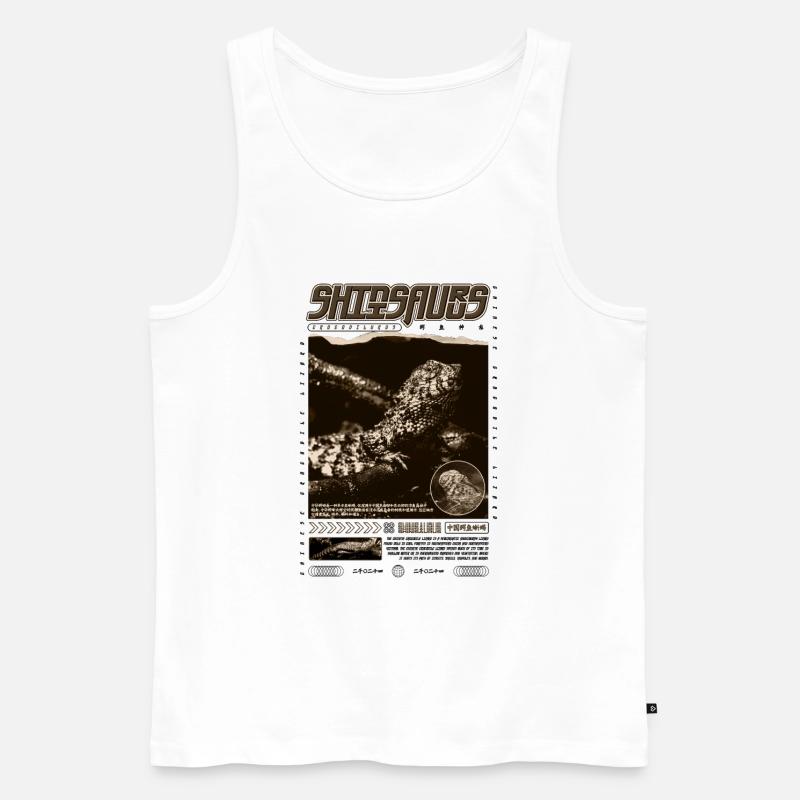 Chinesisches Krokodil Eidechse Shinisaurus Crocodilurus - Männer Premium Bio Tank Top - Weiß