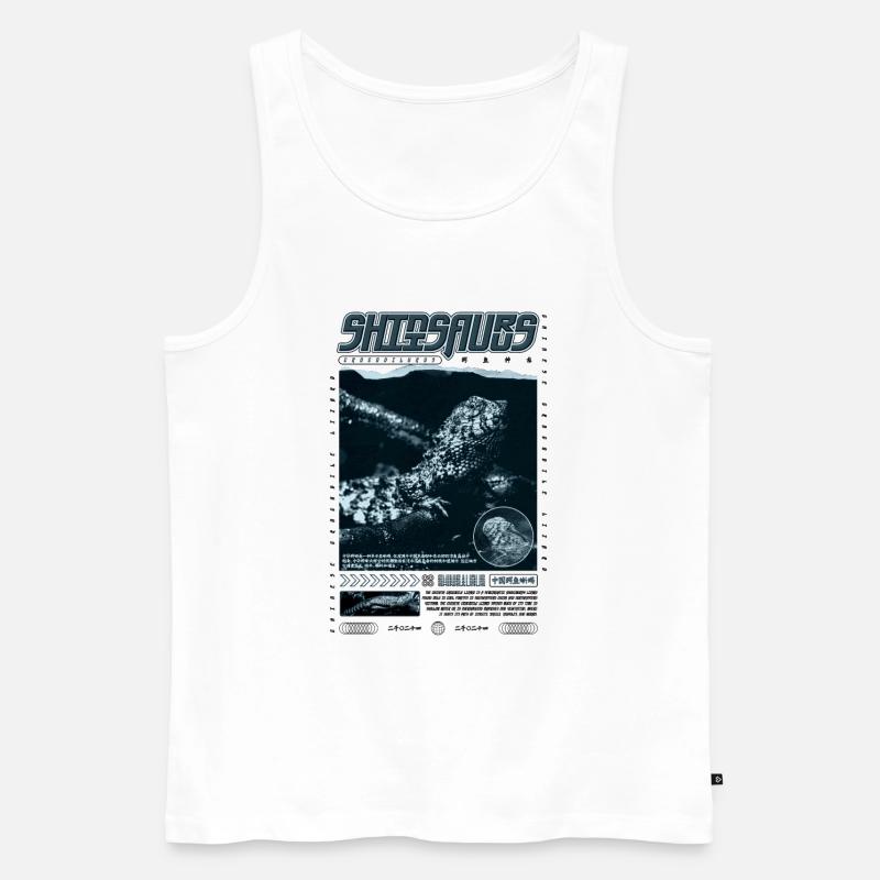 Chinesisches Krokodil Eidechse Shinisaurus Crocodilurus - Männer Premium Bio Tank Top - Weiß