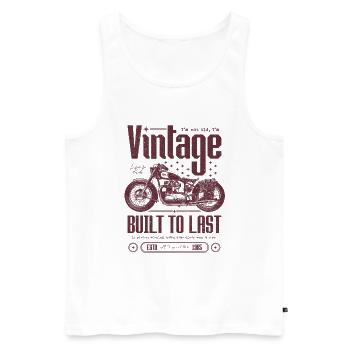 Moto Vintage Motards Moto Anniversaire 1985 - Débardeur bio Premium Homme - blanc - Devant - Michal (187cm)