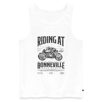 Bonneville Salt Flats Moto Anniversaire 1914 - Débardeur bio Premium Homme - blanc - Devant - Michal (187cm)