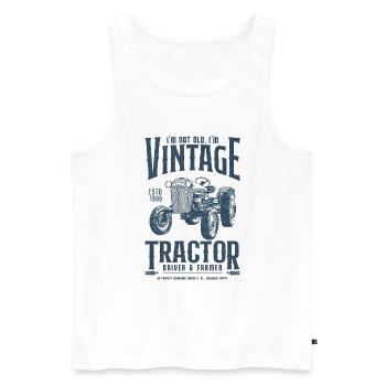 Anniversaire de fermier de tracteur vintage né en 1990 - Débardeur bio Premium Homme - blanc - Devant - Michal (187cm)
