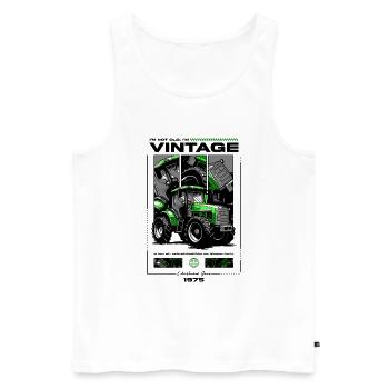 Tracteur Vintage Fermier Anniversaire Né En 1975 - Débardeur bio Premium Homme - blanc - Devant - Michal (187cm)