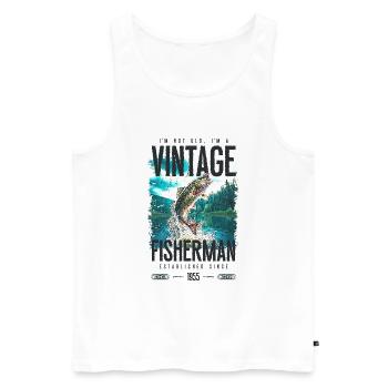 Vintage Trout Fisherman Fishing Birthday 1955 - Men's Premium Organic Tank Top - white - Front - AI Model Male 178 light (178cm)